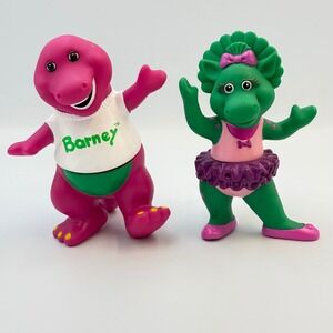 Vintage Barney and Baby Bop Lyons Group Vinyl Figures 90s Toy Set Ballerina